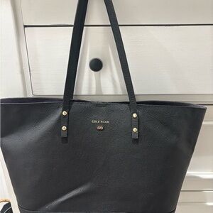 Cole Haan Black Pebbled Leather Tote